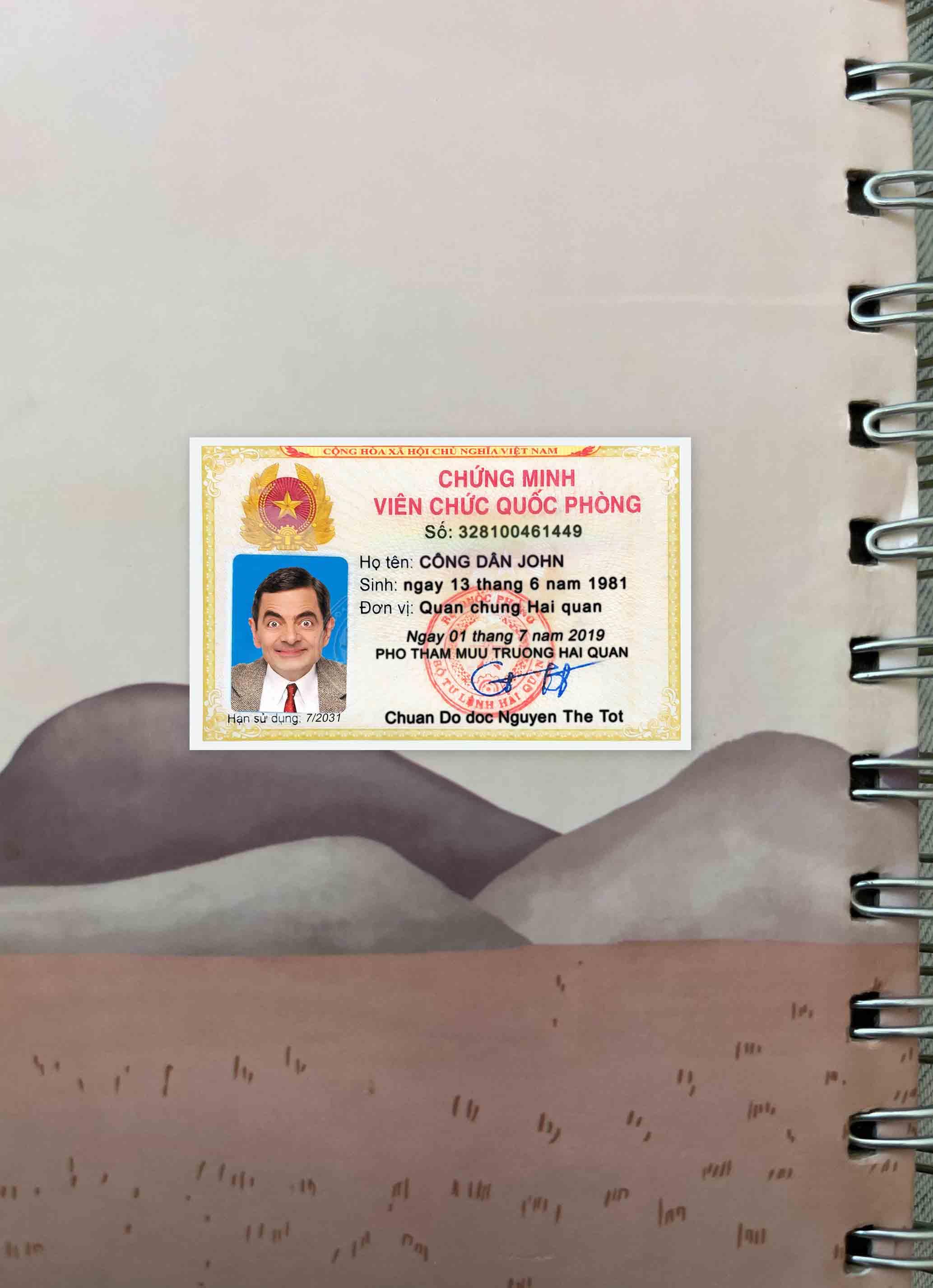 Vietnam ID card version 3 photolook FRONT PSD template